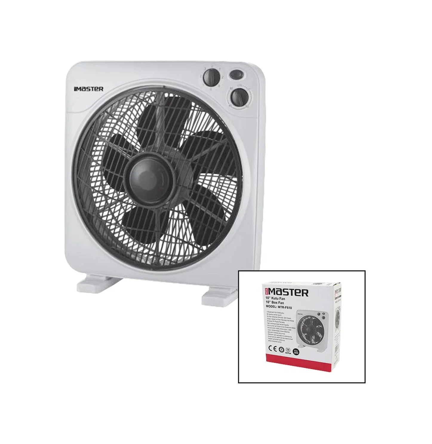 10 İnç Kutu Fan Vantilatör 3 Kademe Hız 6 Plastik Kanat 38w 60dk.zaman Ayarlı Mtr-f610 5224