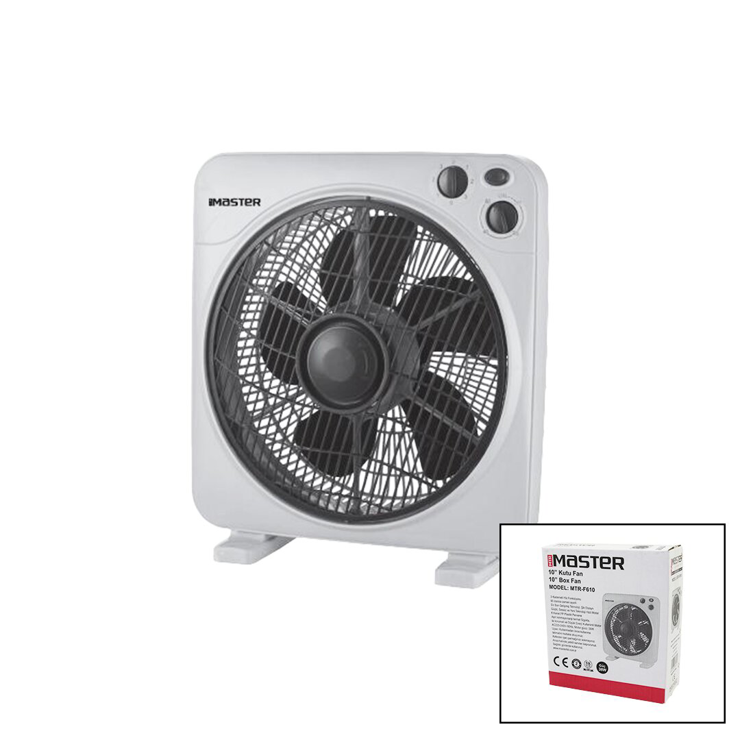 10 İNÇ  KUTU FAN  VANTİLATÖR  3 KADEME HIZ   6 PLASTİK KANAT 38W 