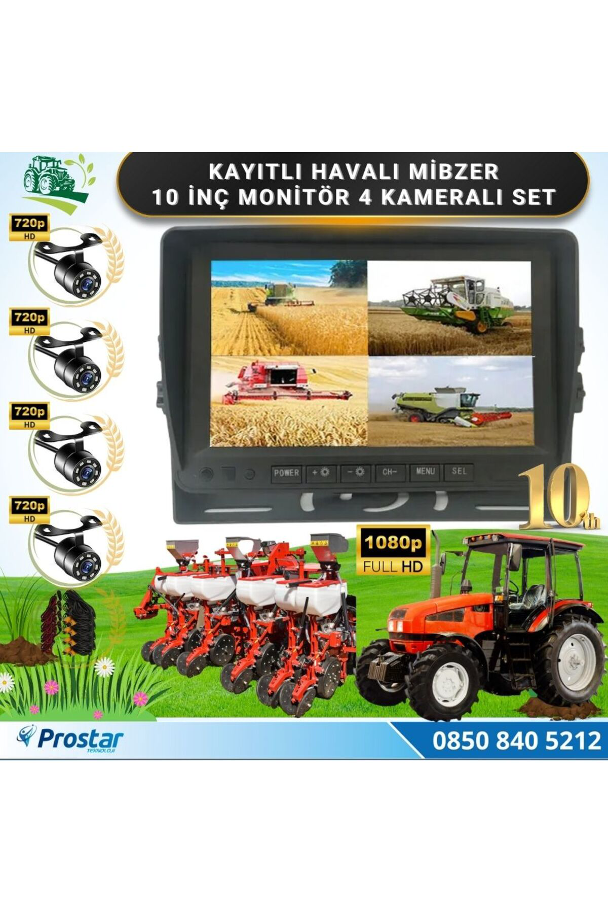 Navistar 10 İnç Monitör 4 Kameralı Mibzer Havalı Tohum Makinesi Ahd Kayıtl