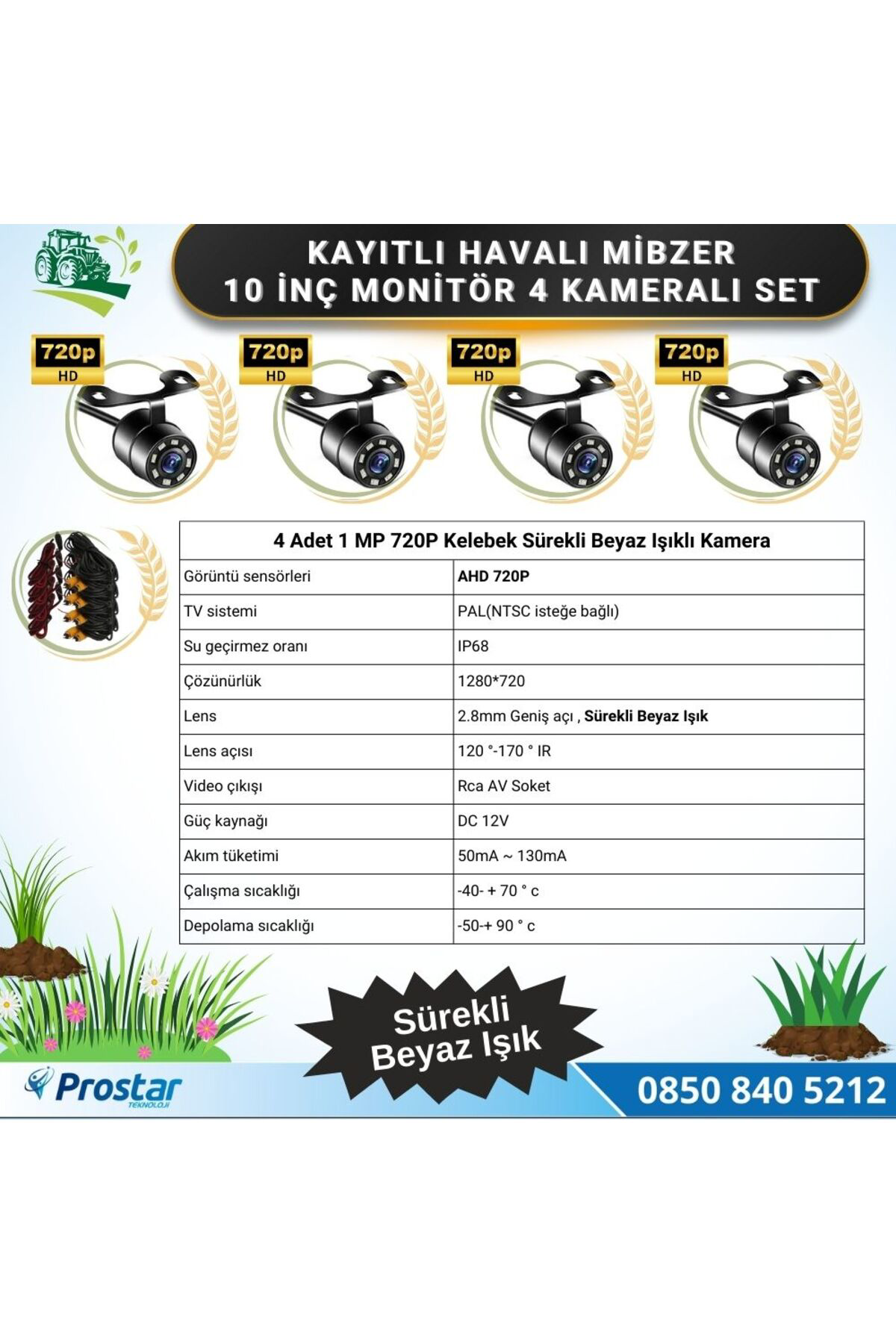 Navistar 10 İnç Monitör 4 Kameralı Mibzer Havalı Tohum Makinesi Ahd Kayıtl