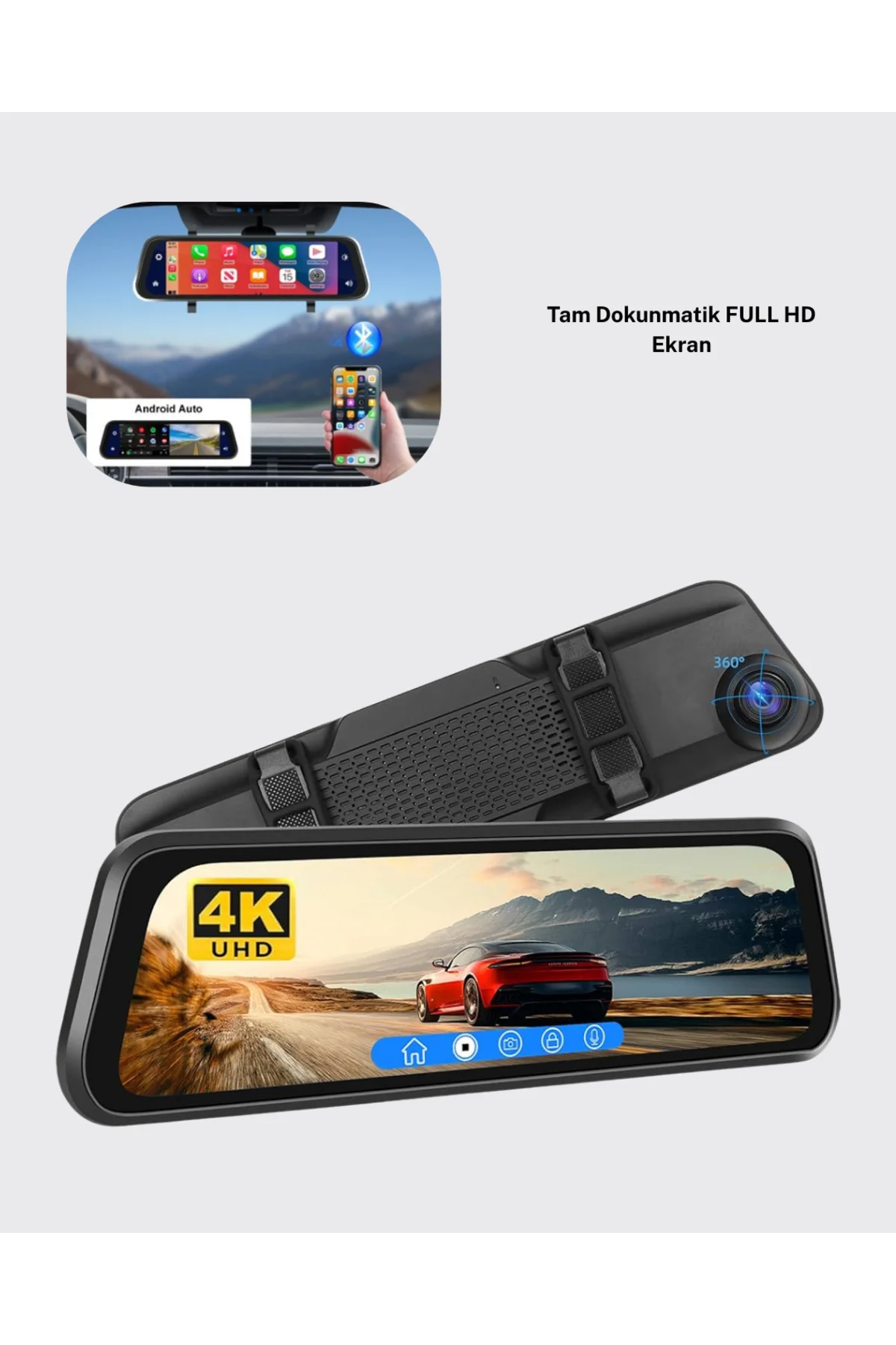10 İnç Tam Dokunmatik Dikiz Aynası Kamera Ön Arka Full HD