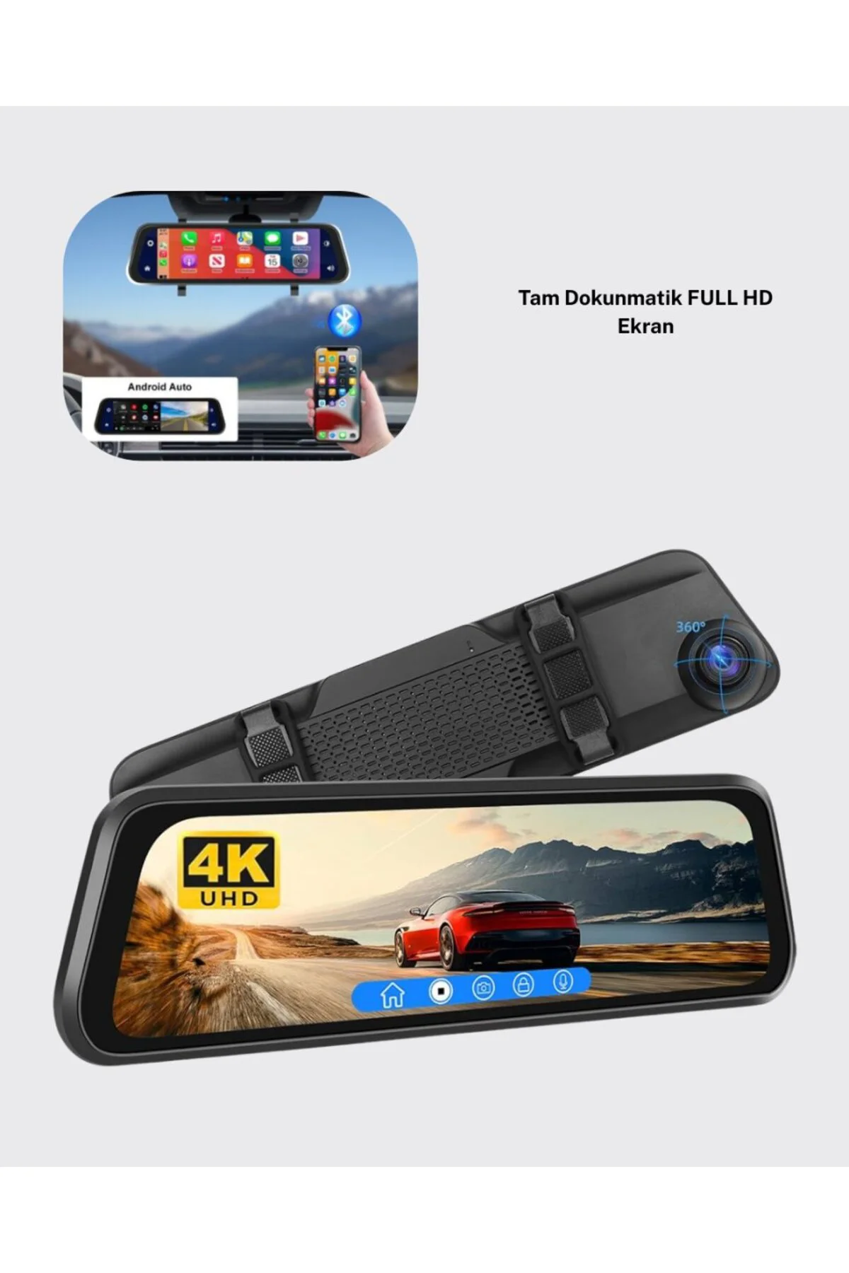 10 İnç Tam Dokunmatik Dikiz Aynası Kamera Ön Arka Full HD