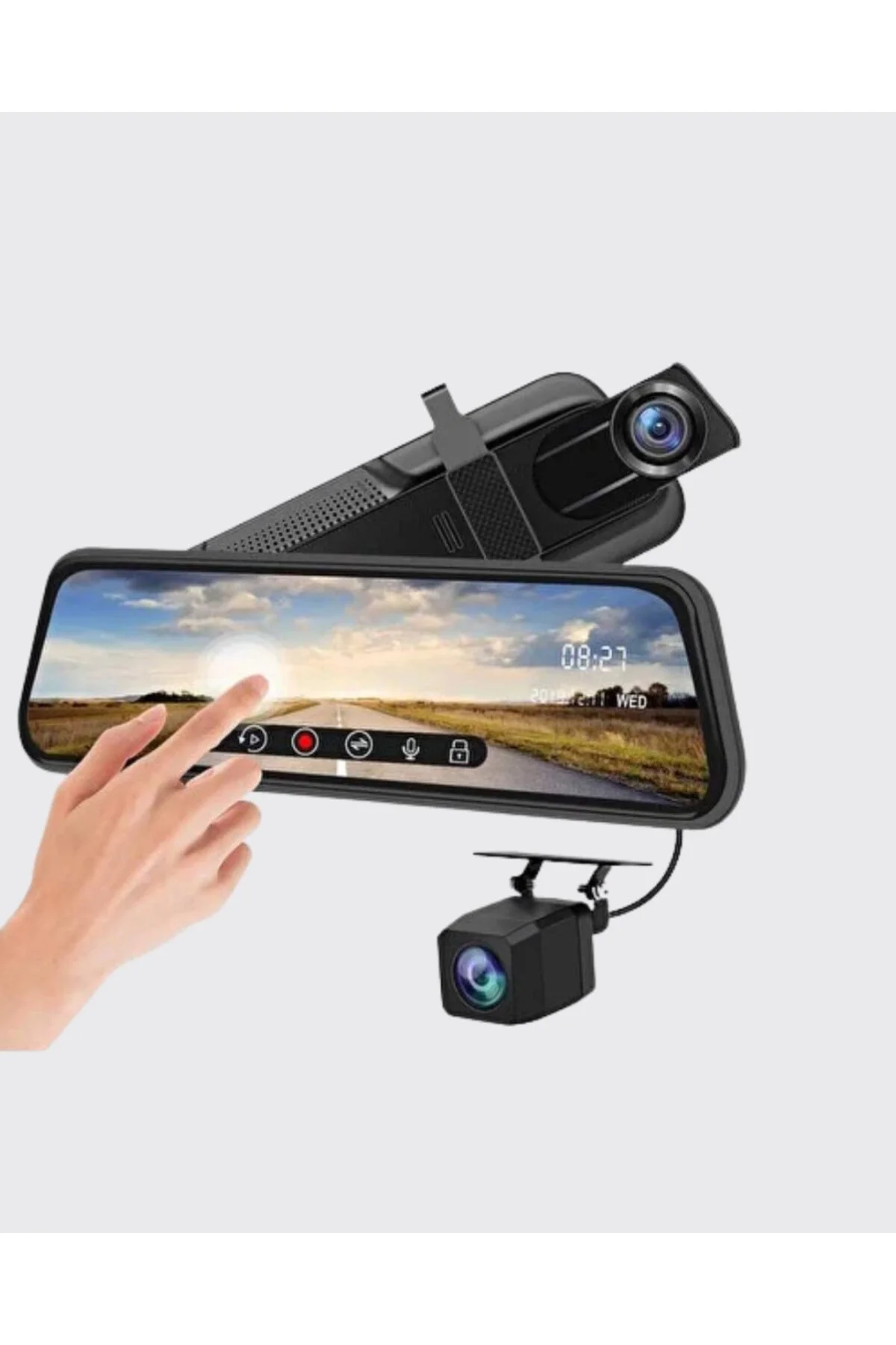 10 İnç Tam Dokunmatik Dikiz Aynası Kamera Ön Arka Full HD