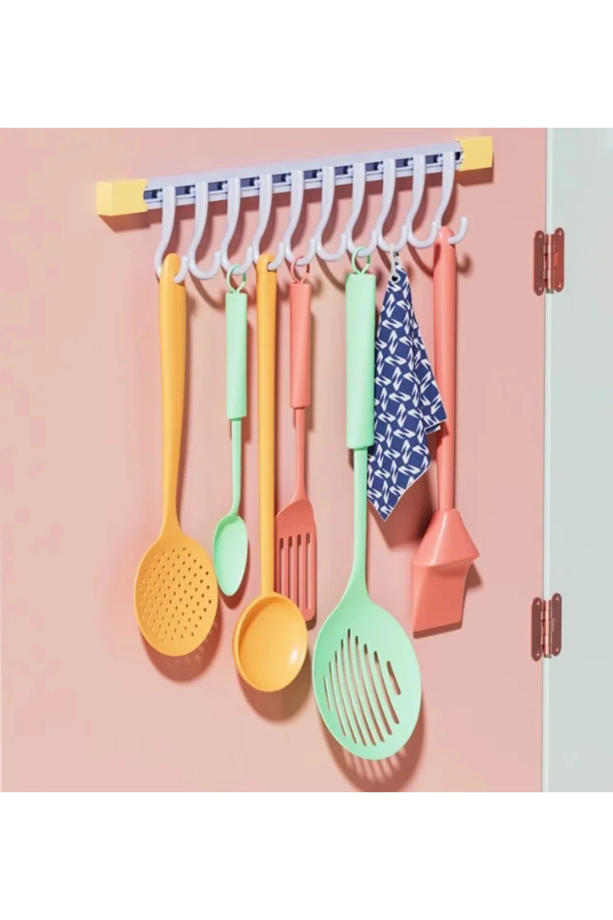 10 Kancalı Raylı Mutfak ve Banyo Düzenleyici Askı 30 cm