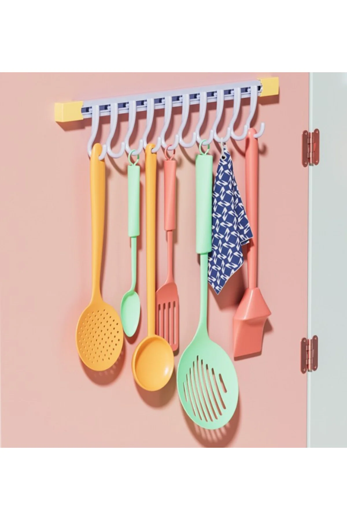 10 Kancalı Raylı Mutfak ve Banyo Düzenleyici Askı 30 cm