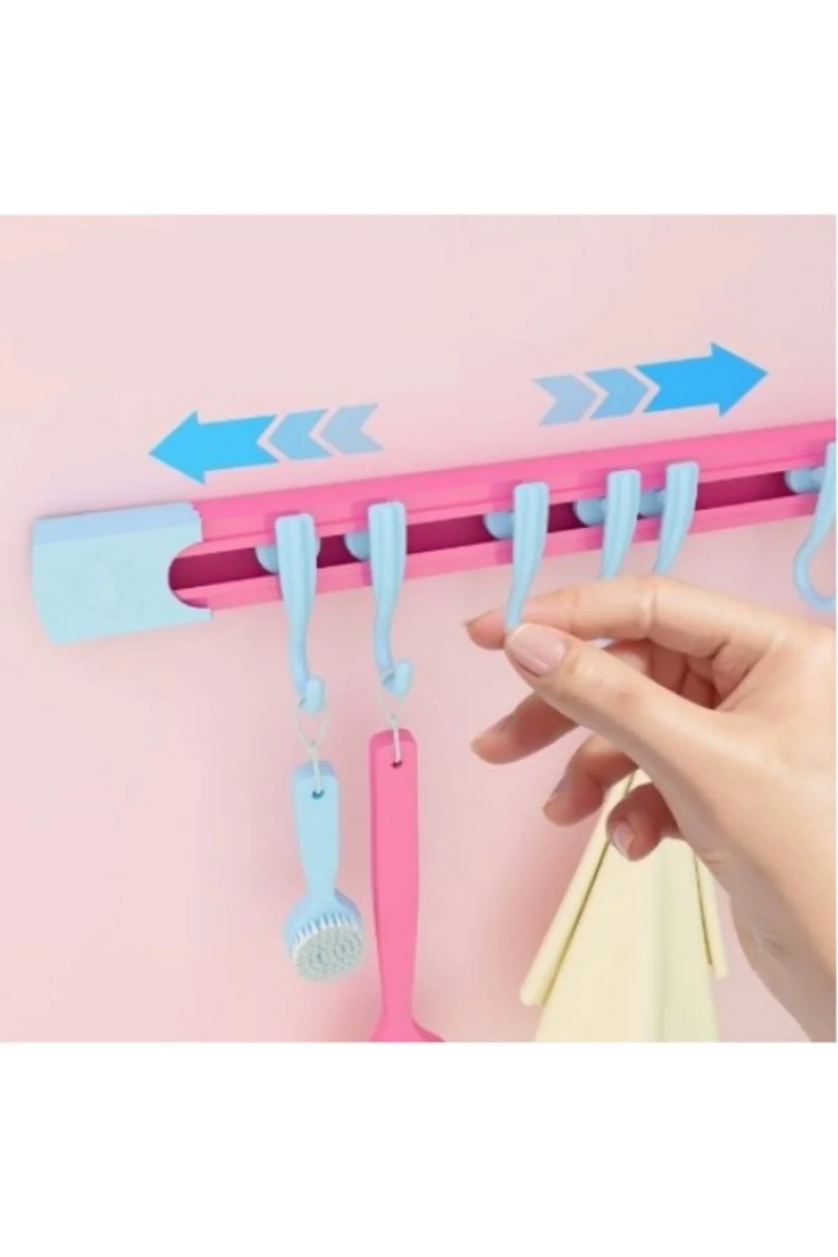 10 Kancalı Raylı Mutfak ve Banyo Düzenleyici Askı