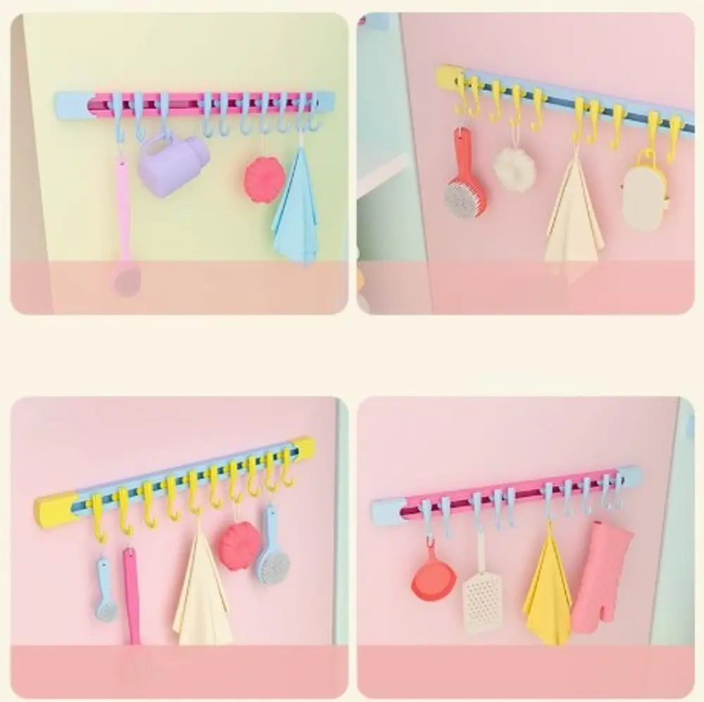 10 Kancalı Raylı Mutfak ve Banyo Düzenleyici Askı 30 cm