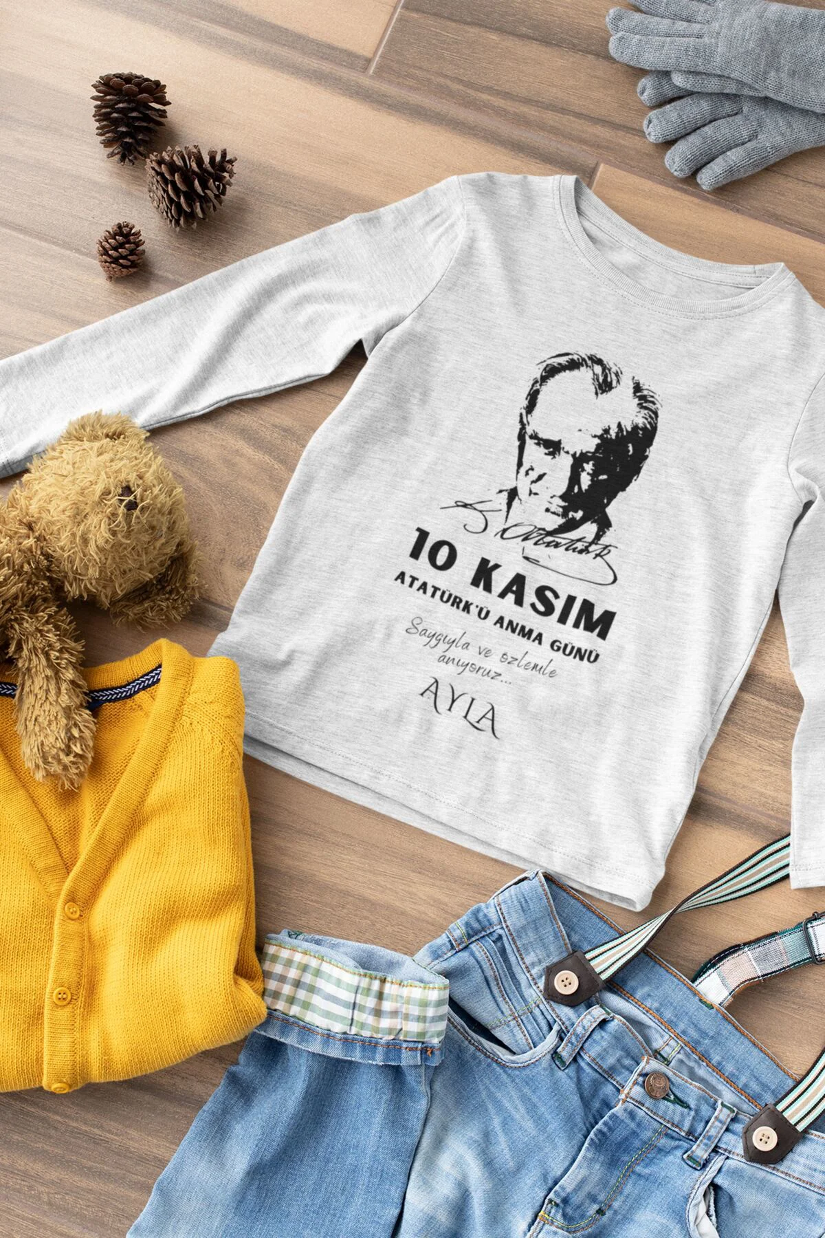 10 Kasım Atatürk Anma Günü Tema1 Kişiye Özel Çocuk Tişörtü