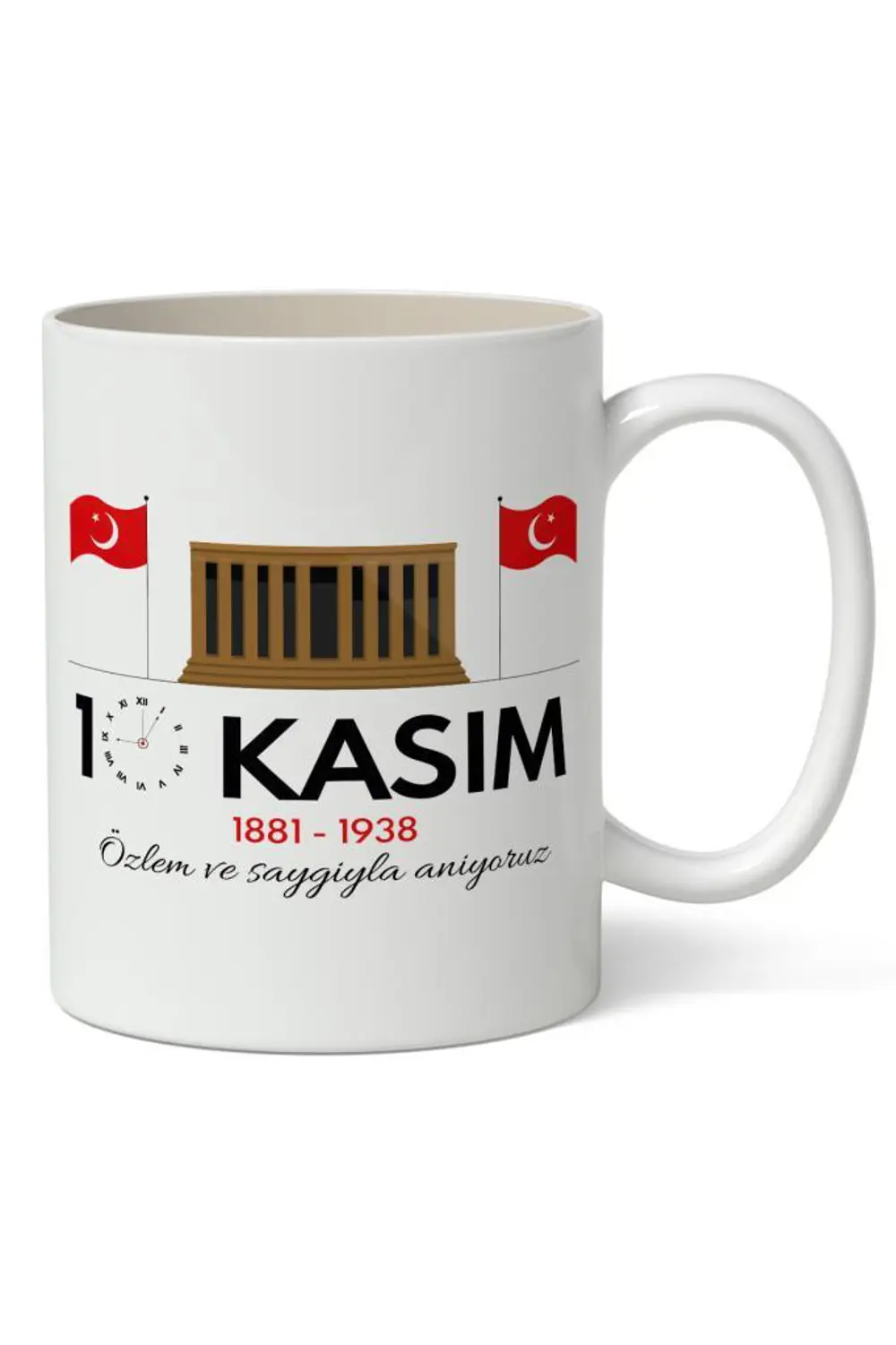 10 Kasım Mustafa Kemal Atatürk Tasarımlı Kupa Bardak Baskılı Kahv