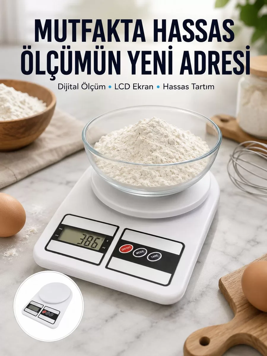 10 Kg LCD Ekranlı Dijital Mutfak Tartısı - Yeni Nesil Tasarım