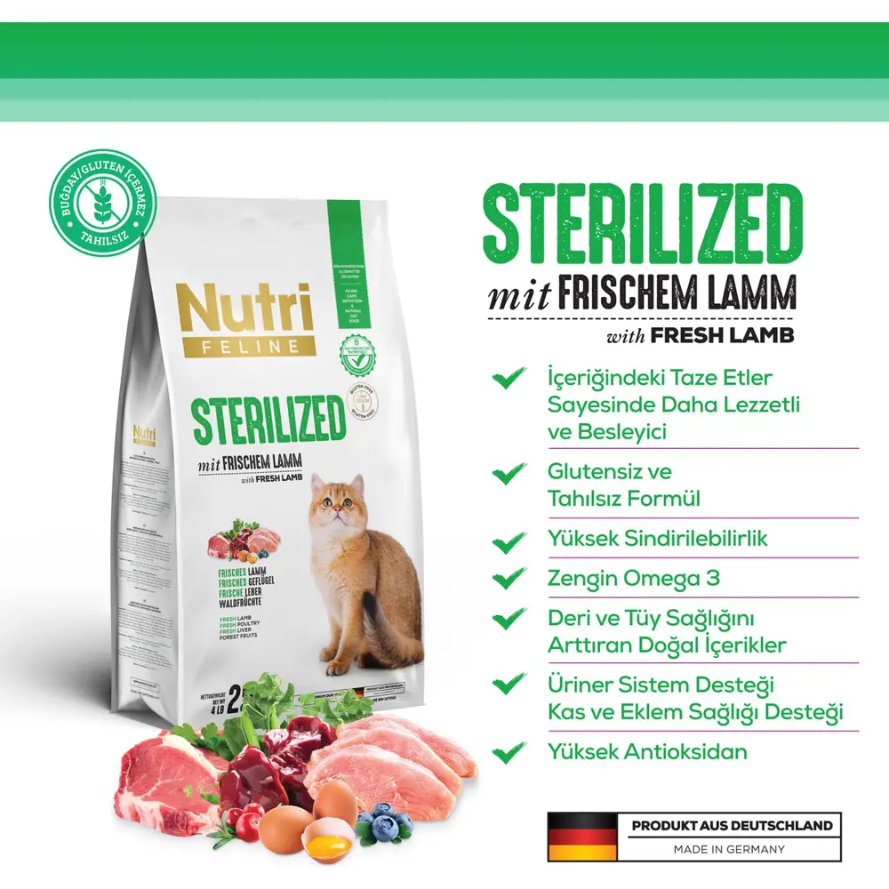 10 kg Sterilised Kuzu Etli Kuru Kedi Maması