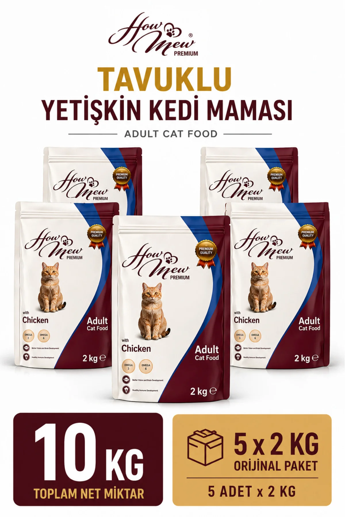 10 Kg Tavuklu Yetişkin Kedi Maması 5x2 Kg Orijinal Paket 10 Kg Tavuklu Yetişkin Kedi Maması 5x2 Kg Orijinal Paket