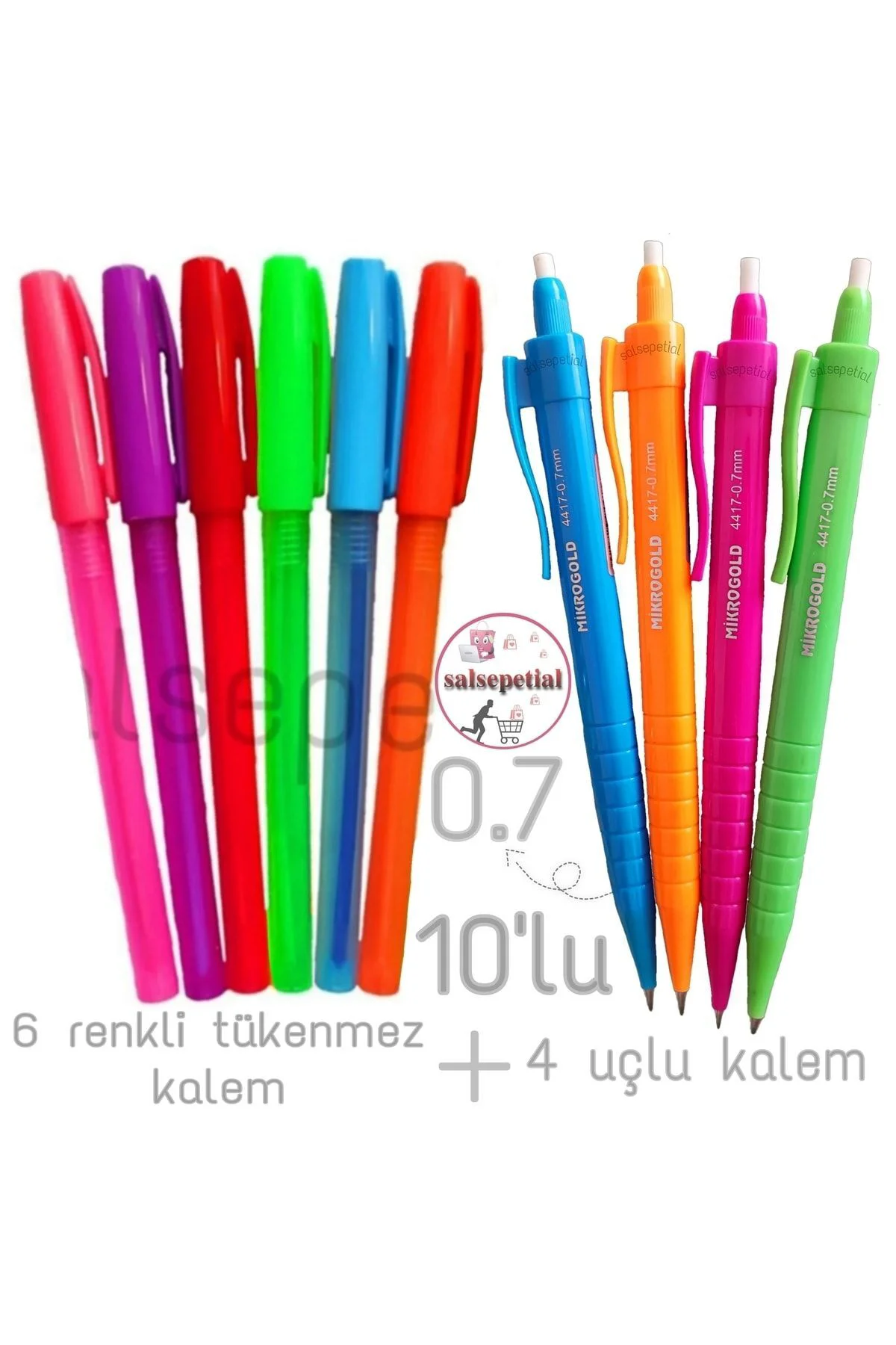 10' Lu Kalem Seti 6'lı Renkli Tükenmez Kalem Ve 4'lü Renkli Versa