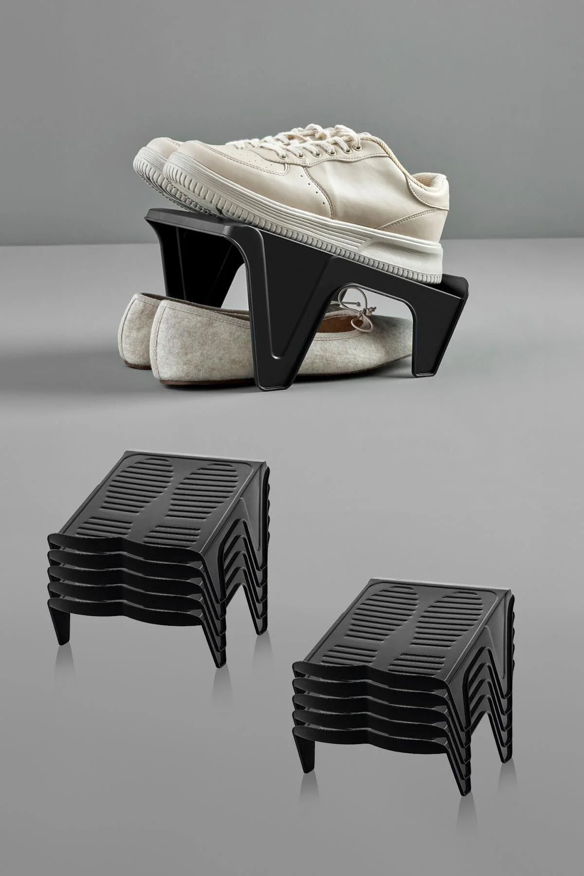 10 Lu Set Çiftli Ayakkabı Rampası & Ayakkabılık Düzenleyici & Org