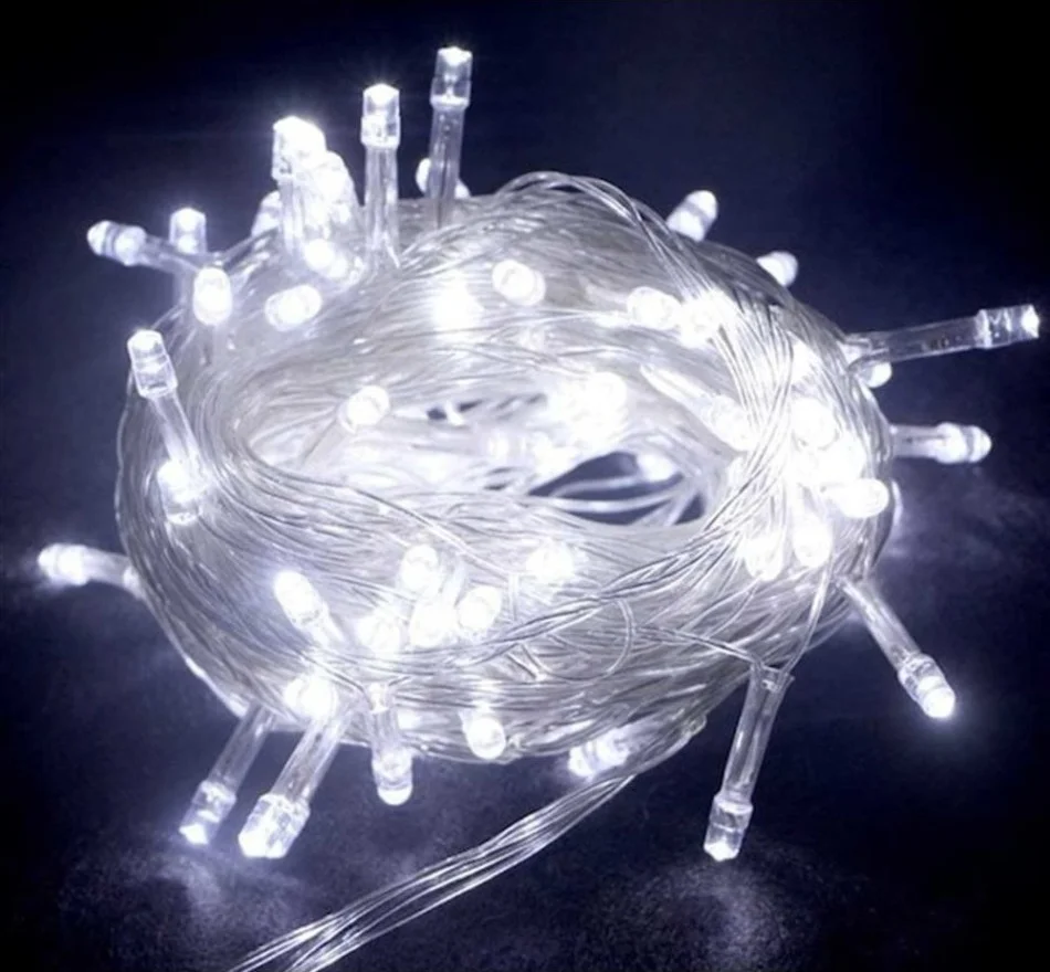 10 M 100 Led Boncuk Lamba Beyaz Işık Şeffaf Kablo Mz-18-11