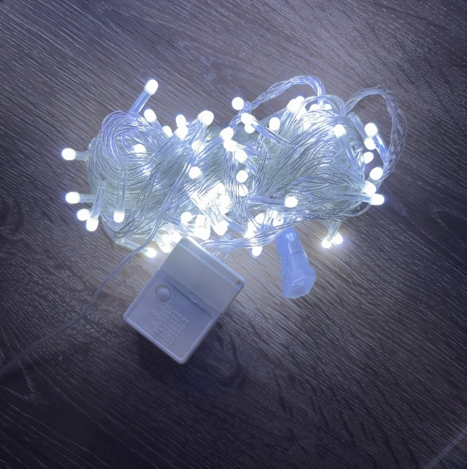 10 M 100 Led Damla Uçlu Beyaz Işık Şeffaf Kablo Mz-17-1