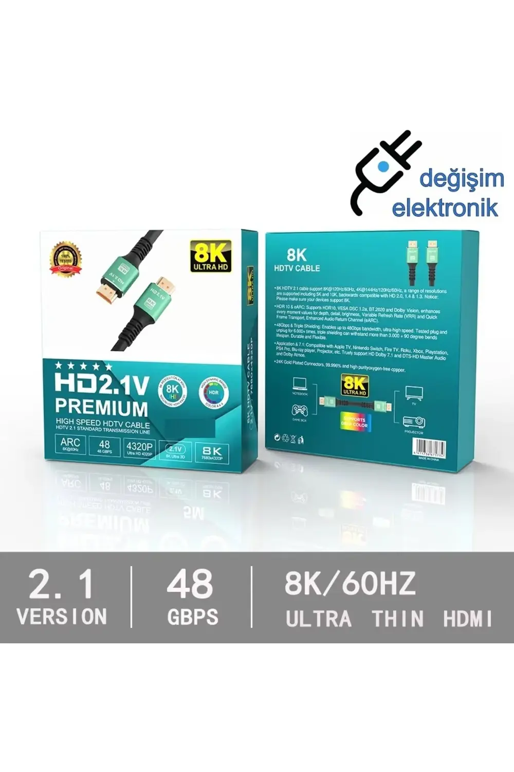10 Metre 8k Hdmi Kablo Hd 2,1V