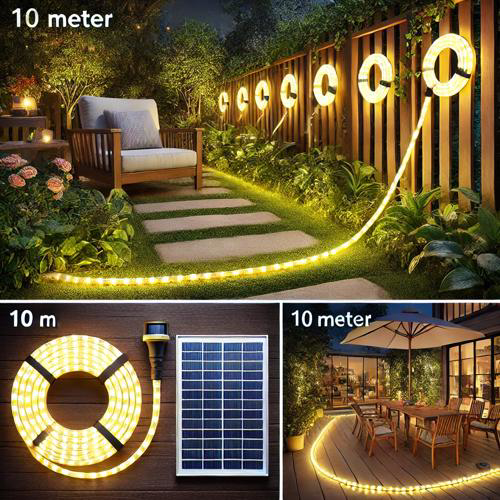 Runaway 10 Metre Güneş Enerjili Hortum Led İşık - Su Geçirmez Bahçe Aydın
