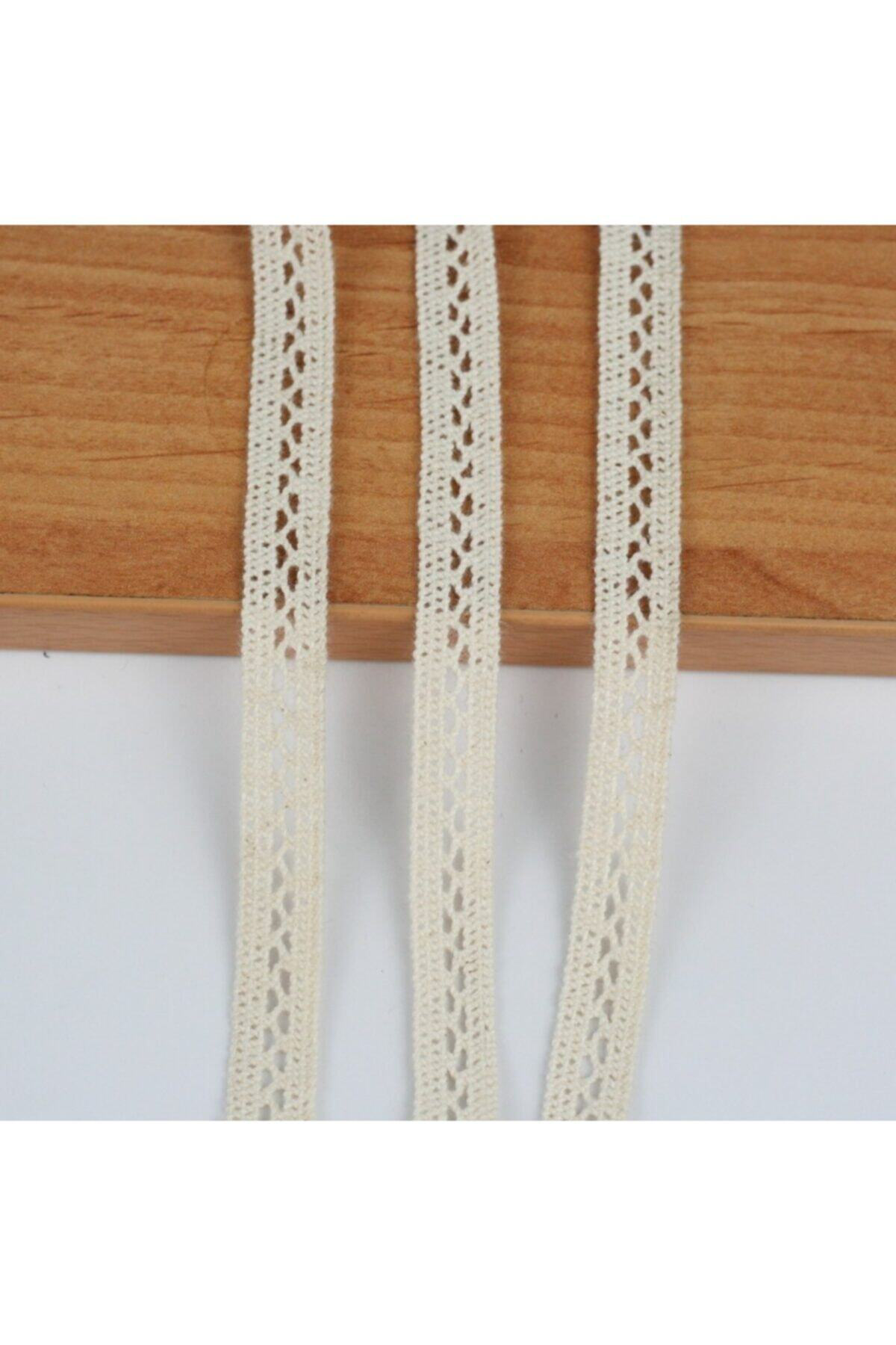 10 Metre Krem Ara Pamuk Dantel 13mm (1066-1)
