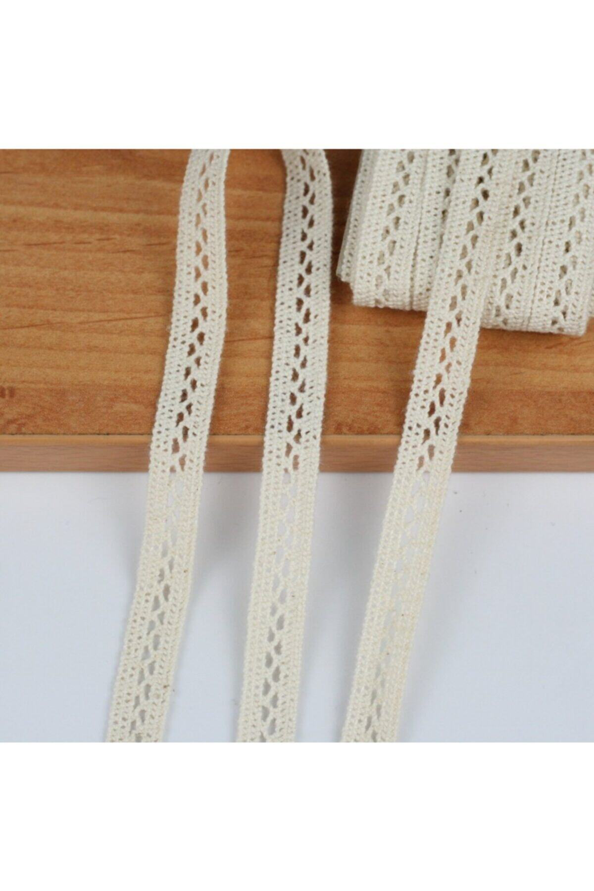 10 Metre Krem Ara Pamuk Dantel 13mm (1066-1)