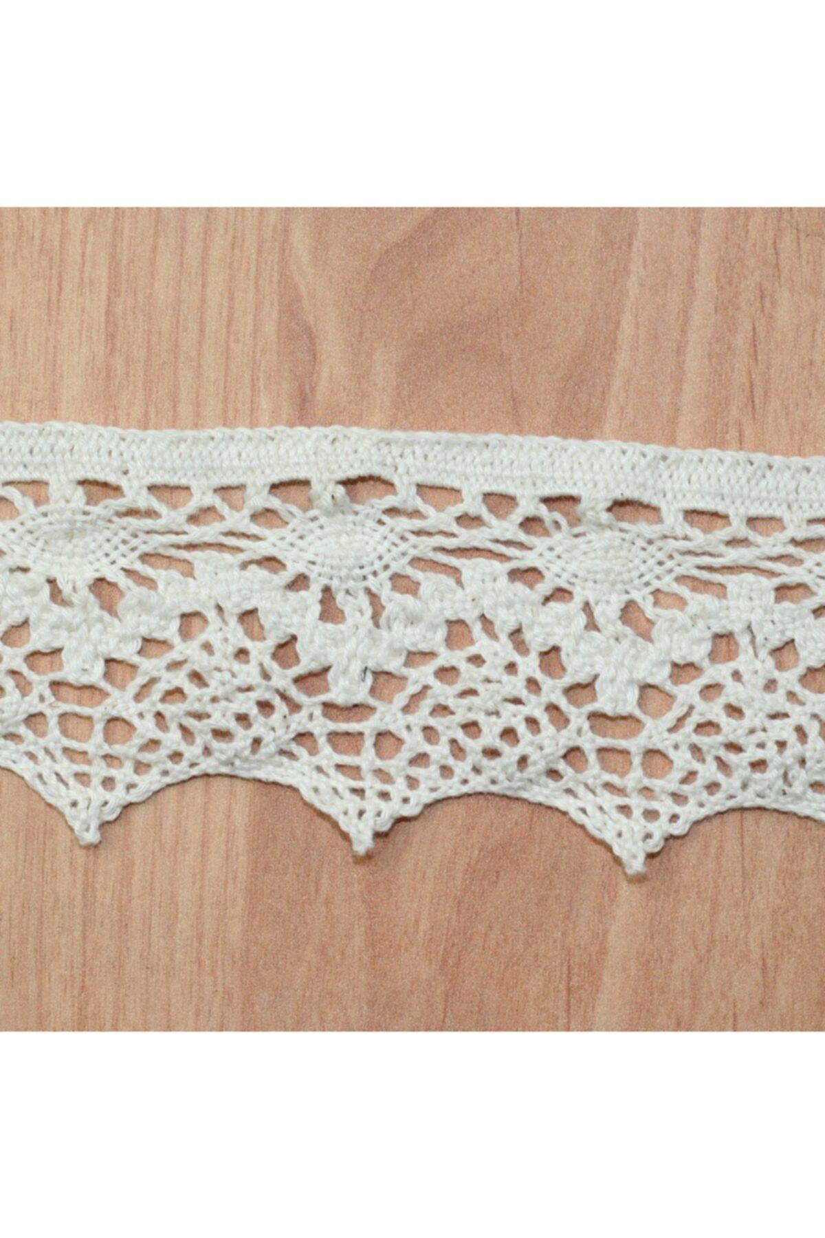 Tuhafiyecimiz 10 Metre Krem Kenar Pamuk Dantel 50Mm (7170)