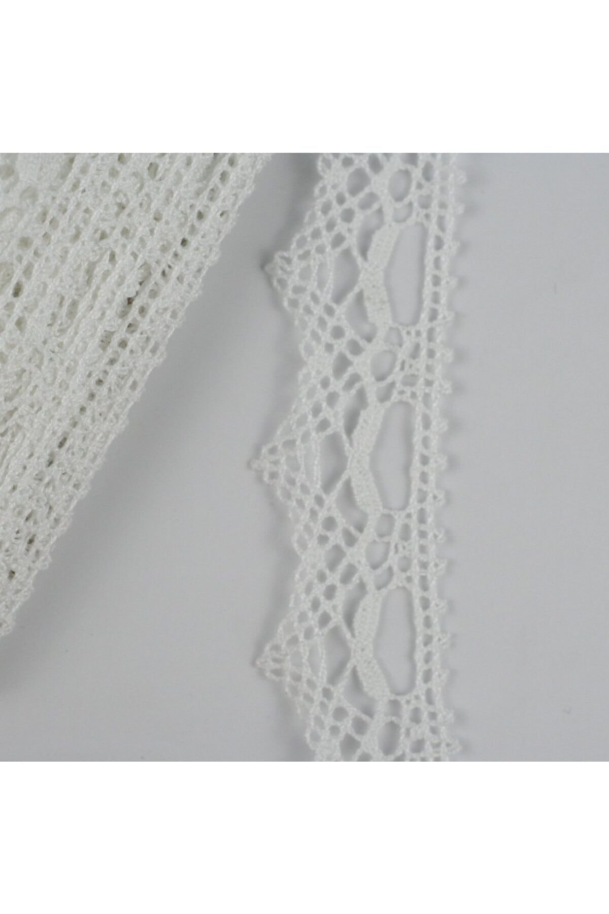 Tuhafiyecimiz 10 Metre Krem Kenar Beyaz Pamuk Dantel 30 Mm P915