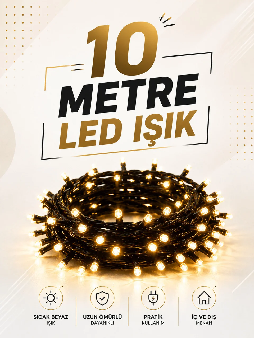10 Metre Led Işıklı Dekoratif Parti Ve Kutlama Aydınlatması - Lisinya Diğer