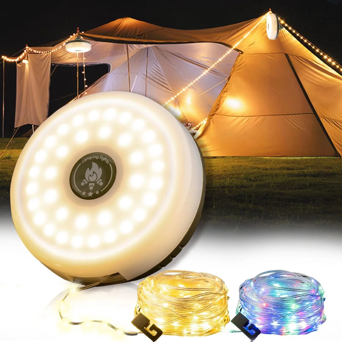 10 Metre LED Kamp Lambası - 8 Işık Modlu Şarj Göstergeli Hareketli Flaşör Modlu Çadır Işığı Fiyatı, Yorumları ve Özellikleri