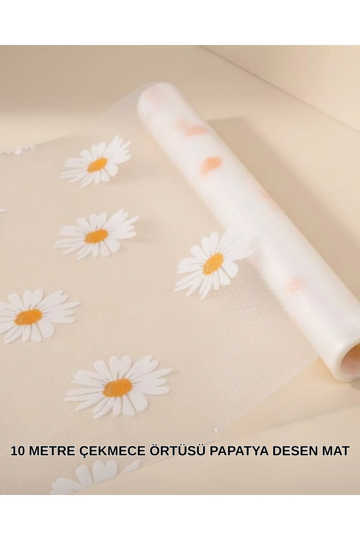10 Metre Papatya Desenli Kolay Temizlenebilir Çekmece Matı