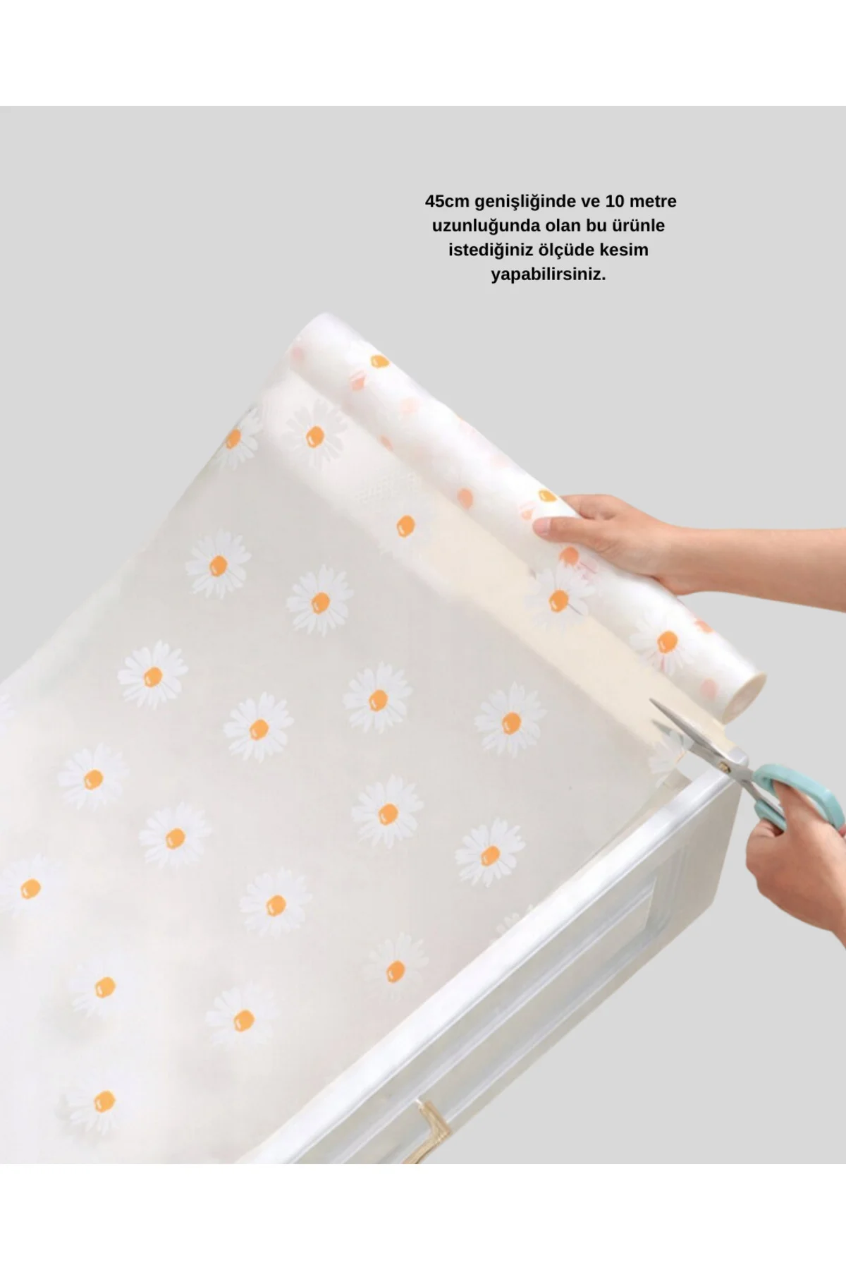 10 Metre Papatya Desenli Dolap İçi Kaymaz Koruyucu Mat - Lisinya