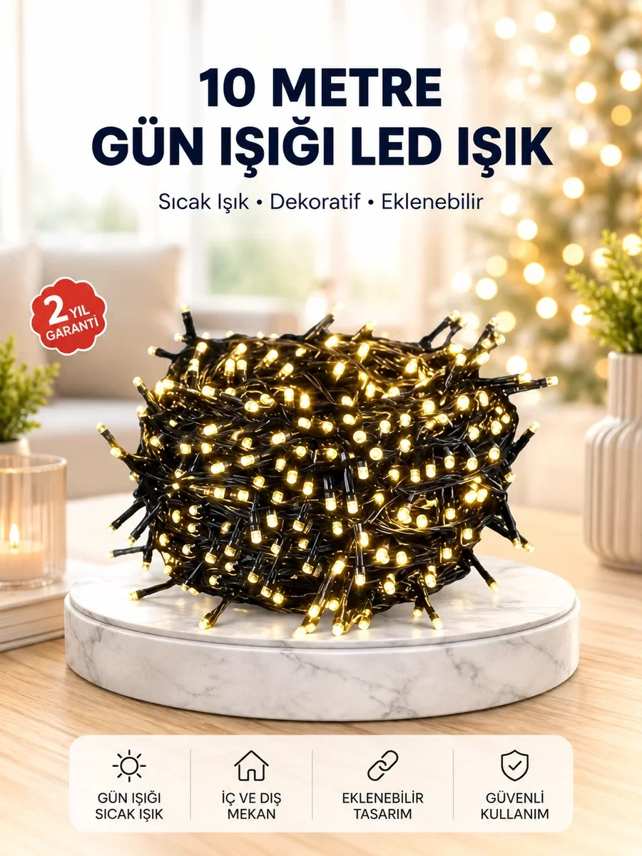 10 Metre Şık Işıklı Süsleme Seti - Uzun Ömürlü LED ve Uzaktan Kumanda ile Fiyatı, Yorumları ve Özellikleri