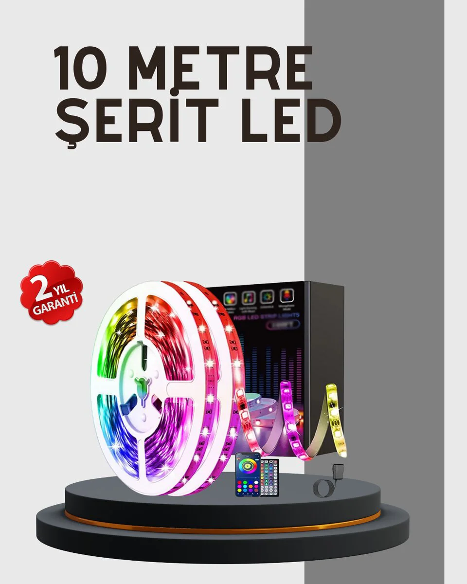 10 Metre Su Geçirmez Smart Şerit Led TV Arkası - Bluetooth Kontrol ve Oda Dekorasyonu