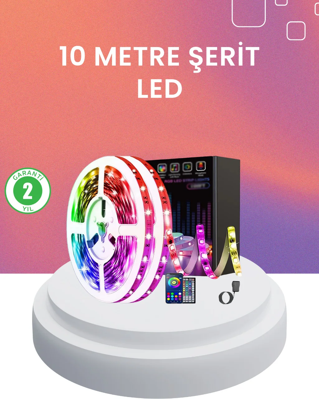 10 Metre Telefon Kontrollü Smart Şerit Led Usb Rgb Kumandalı - Lisinya Diğer