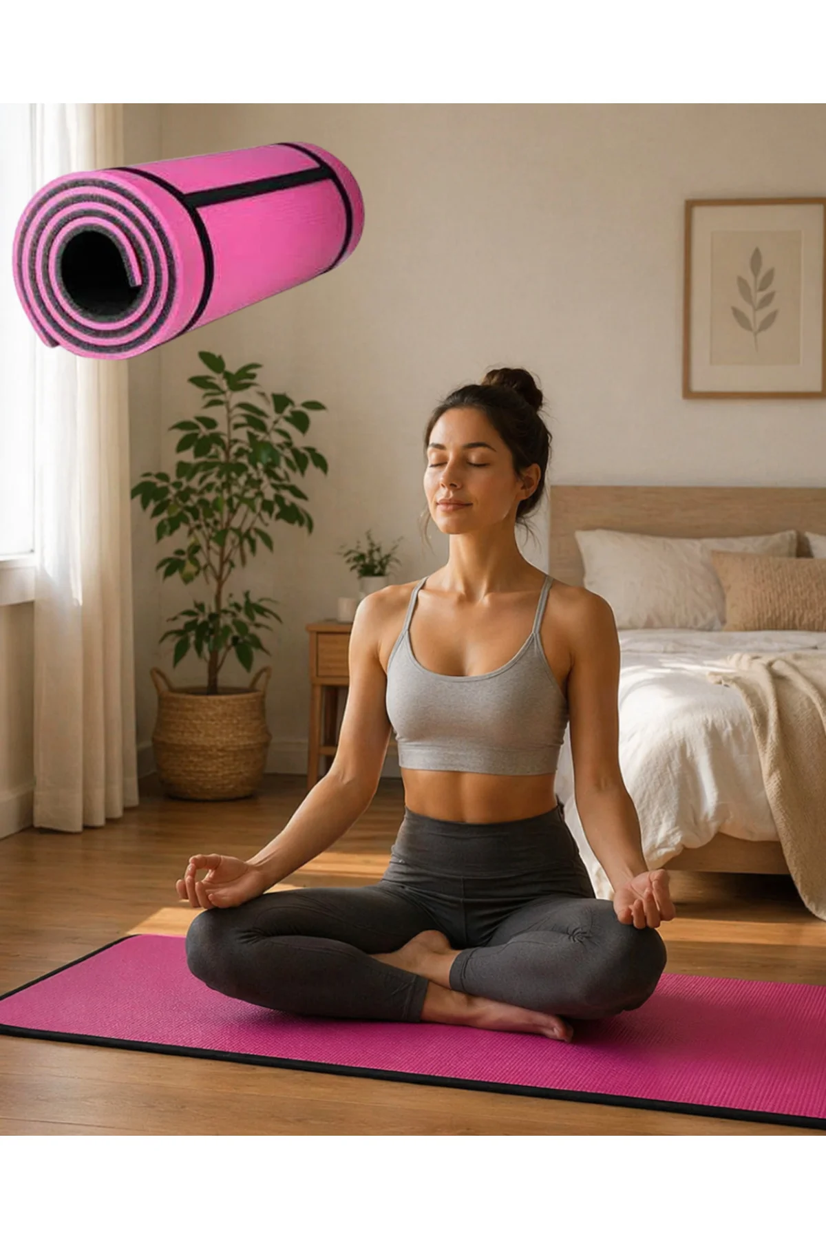 10 mm Pilates ve Egzersiz Matı Kaydırmaz Taban Konforlu Spor Minderi Hafif Taşınabilir