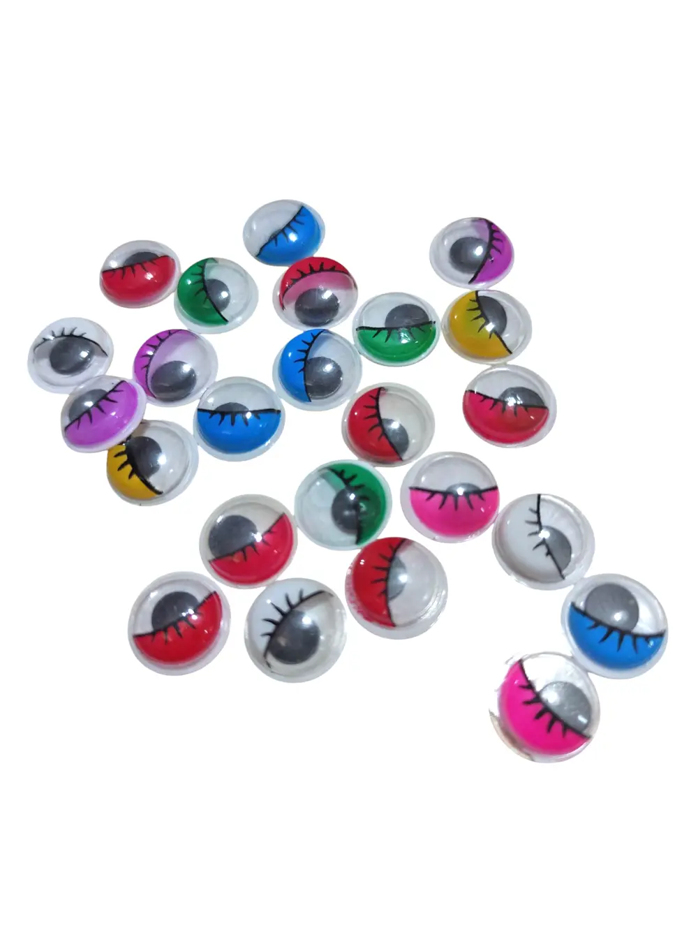 10 mm Renkli Kirpikli Oynargöz Oynayan Göz ,Oynar Göz - 1 Adet