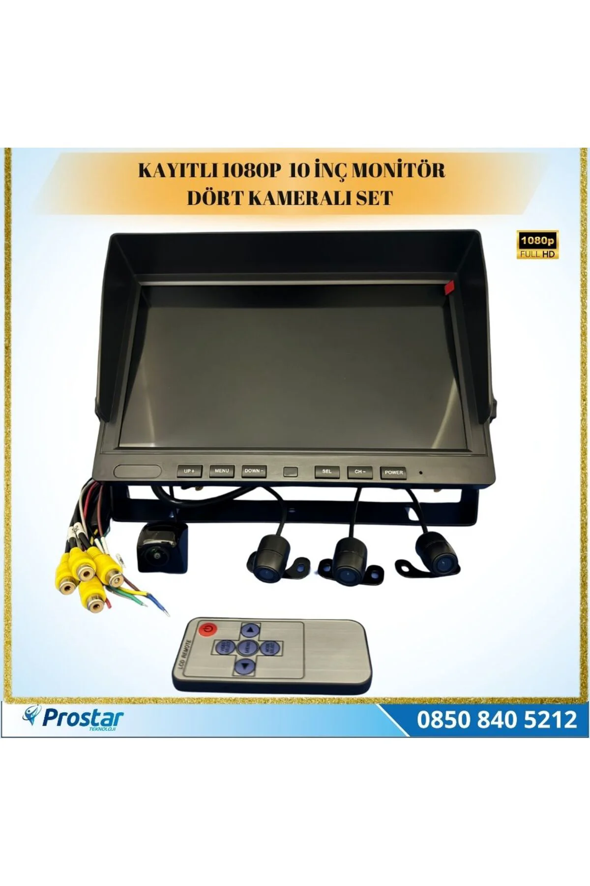 10" Monitör Dört Kameralı Kayıtlı Okul ve Servis Kamera Seti