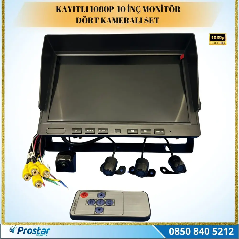 10" Monitör Dört Kameralı Kayıtlı Okul ve Servis Kamera Seti