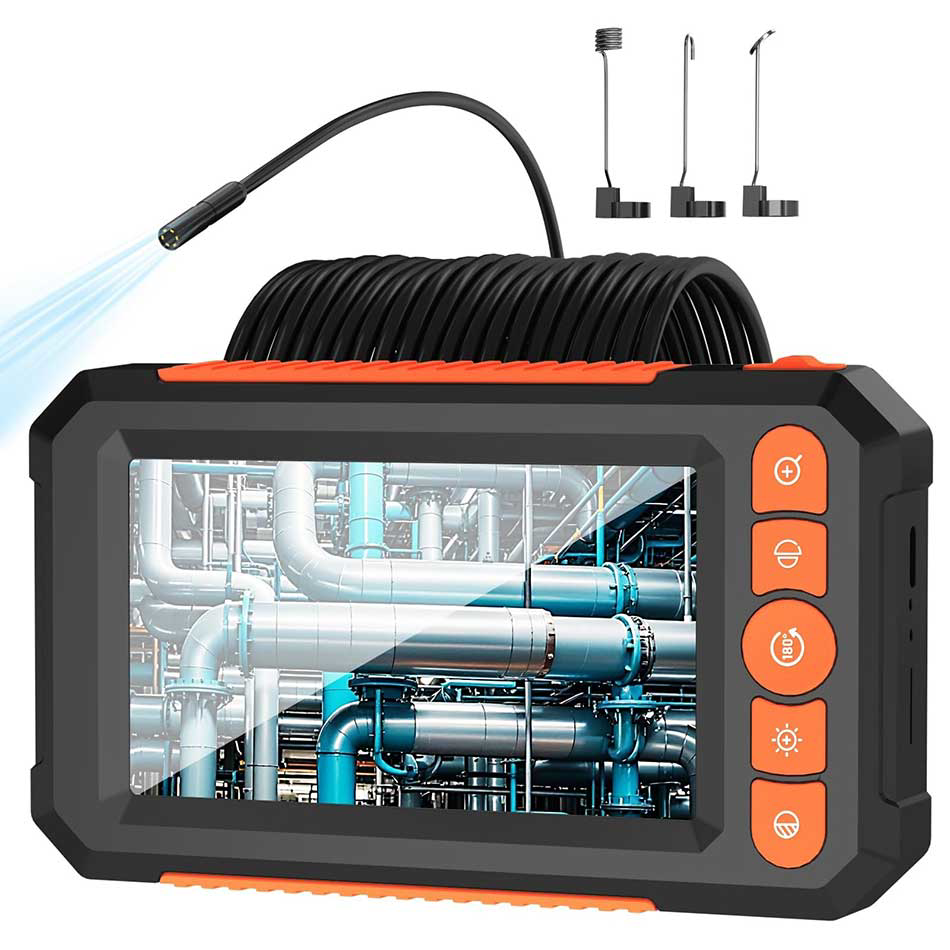 10 Mt Sert Kablo Çift Kameralı Ekranlı Endoskop Yılan Kamera Işık