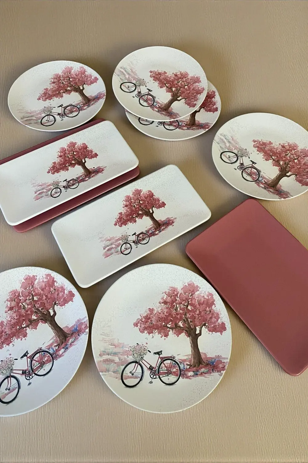 Keramika 10 Parça 6 Kişilik Bicycle Servis Ve Sunum Seti / Kahvaltılık Sun