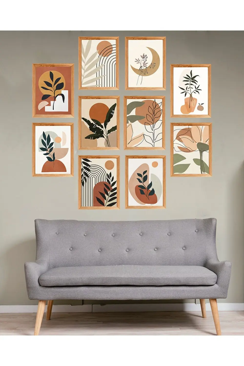 10' Parça Çerçeve Görünümlü Modern MDF Tablo Seti - Ev Dekorasyon