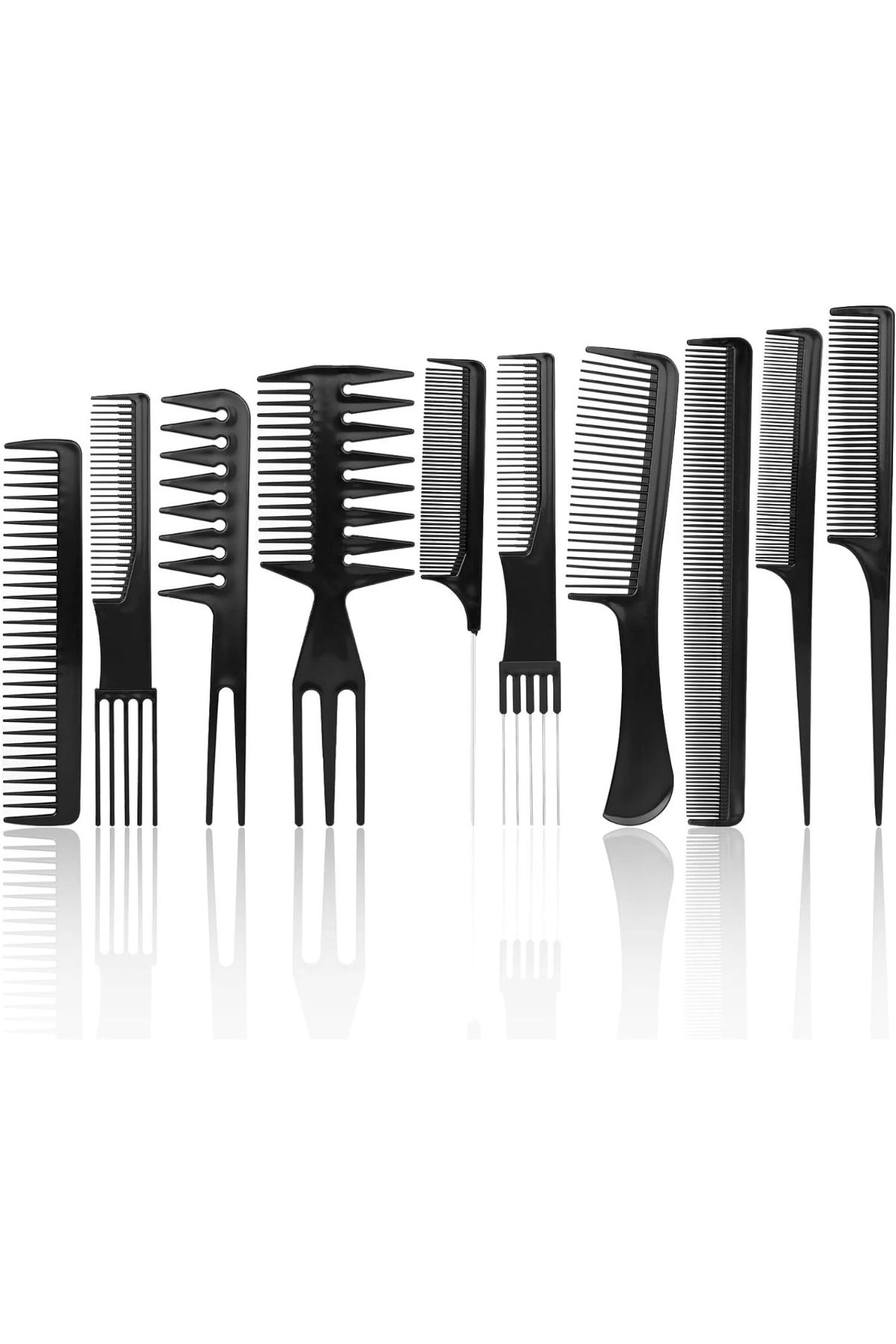 10 Parça Profesyonel Kuaför Tarak Seti - Saç Kesim, Ayırma, Şekil