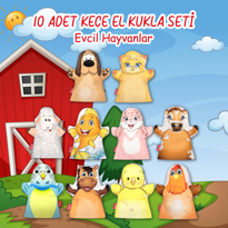 10 Parça Tox Evcil Hayvanlar El Kukla Set , Eğitici Oyuncak