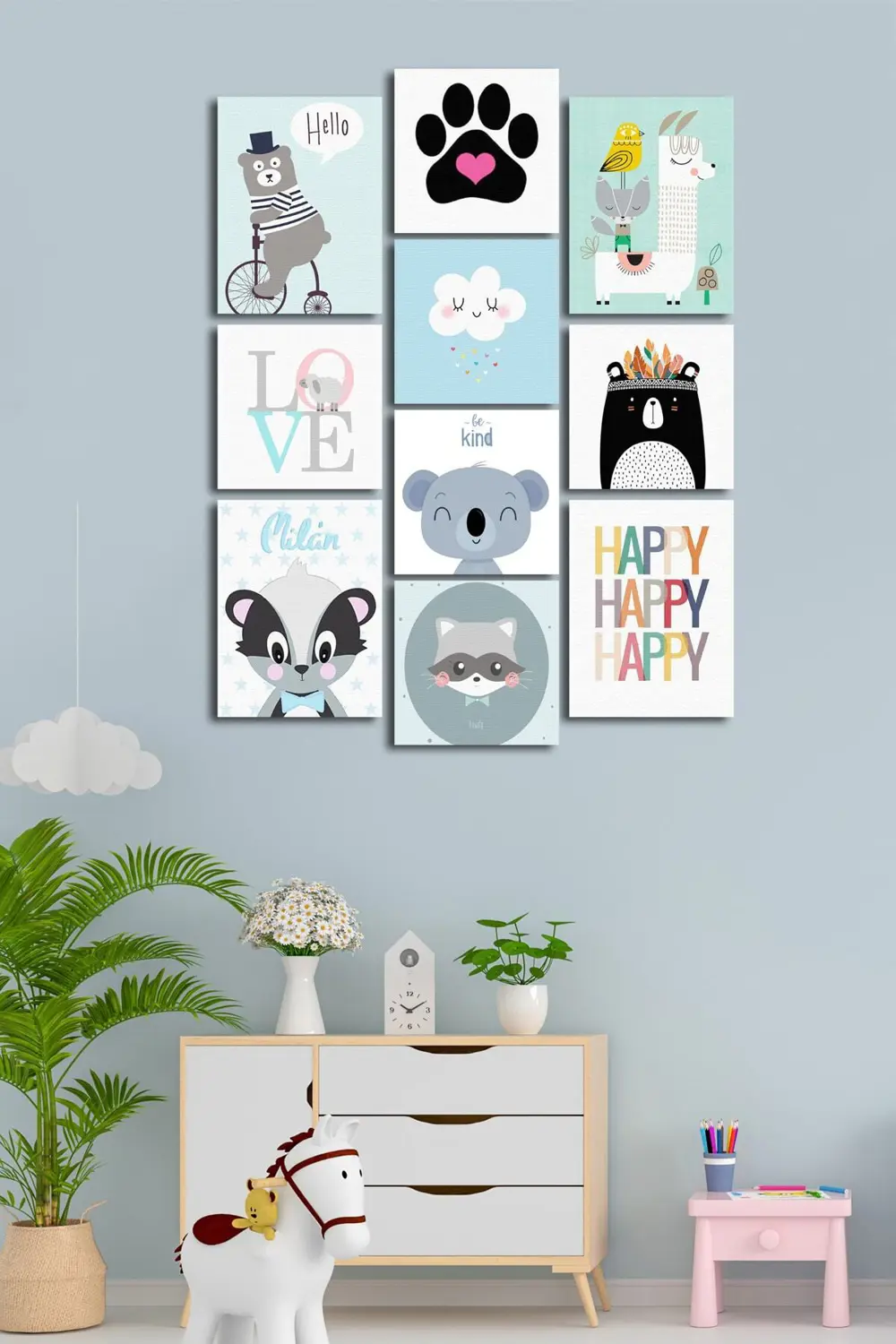 10 Parçalı Çerçeve Görünümlü Mdf Tablo Seti Flm007