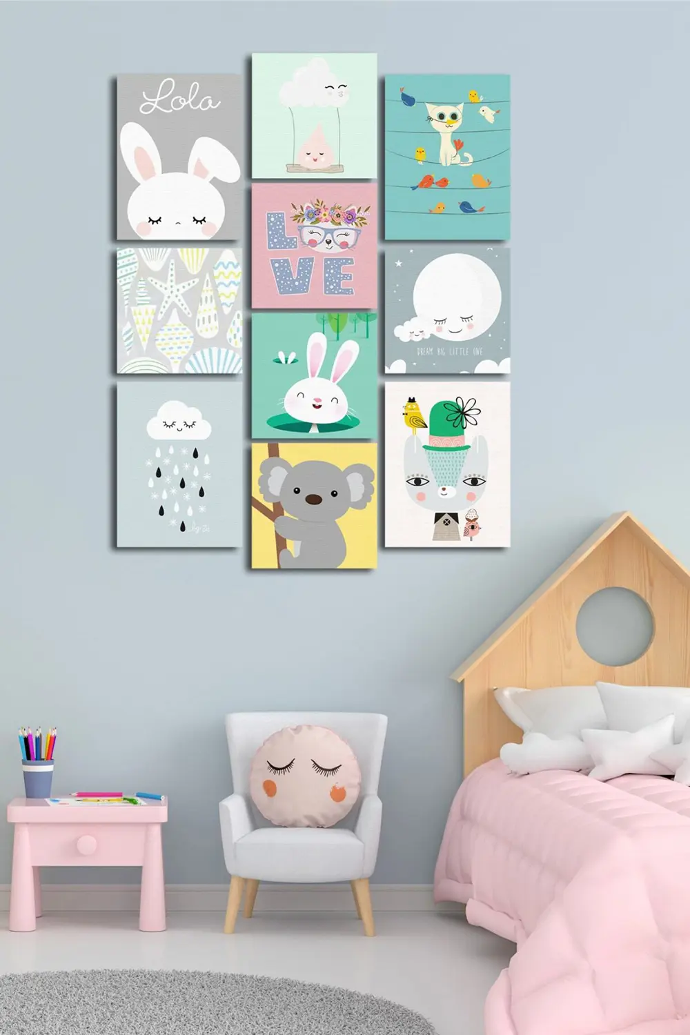 10 Parçalı Çerçeve Görünümlü Mdf Tablo Seti Flm010