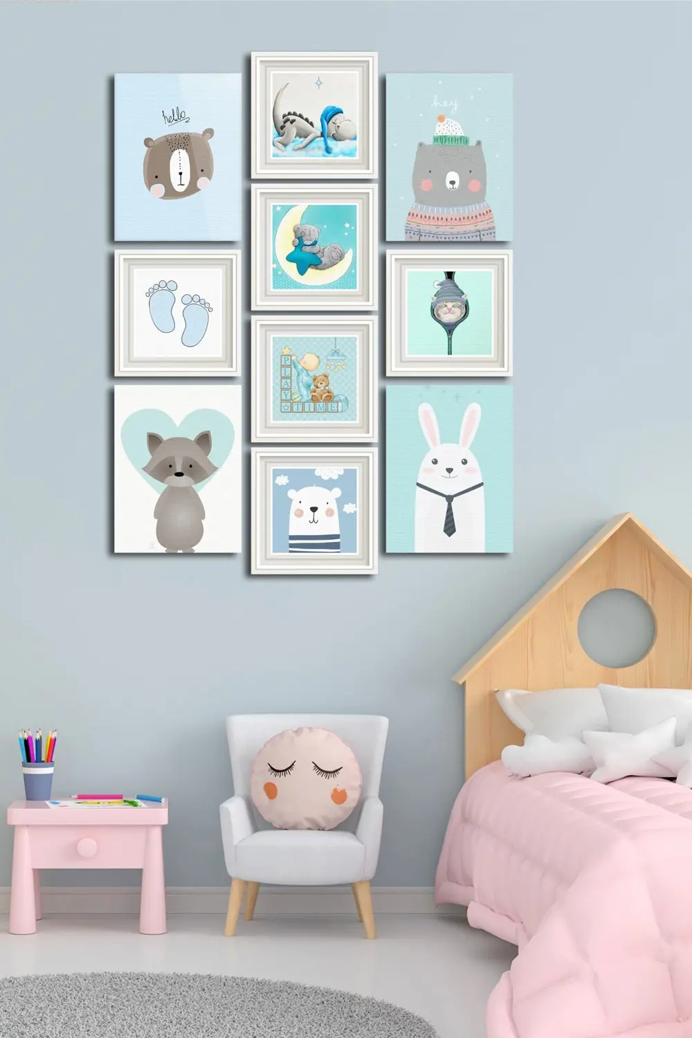 10 Parçalı Çerçeve Görünümlü Mdf Tablo Seti Flm019