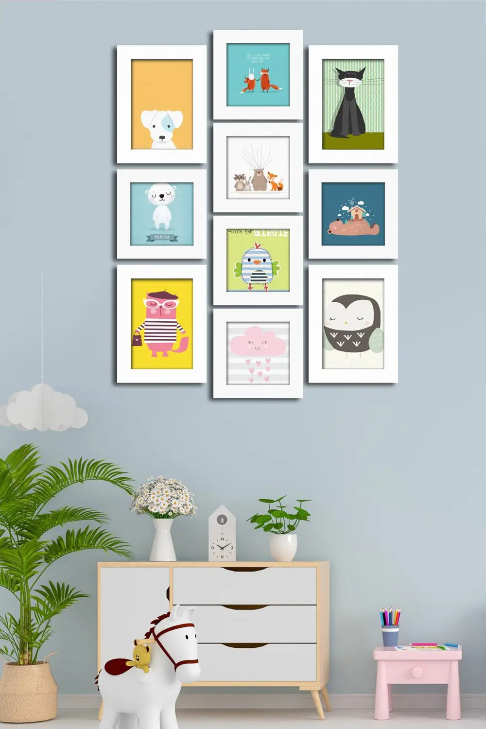 10 Parçalı Çerçeve Görünümlü Mdf Tablo Seti Flm034