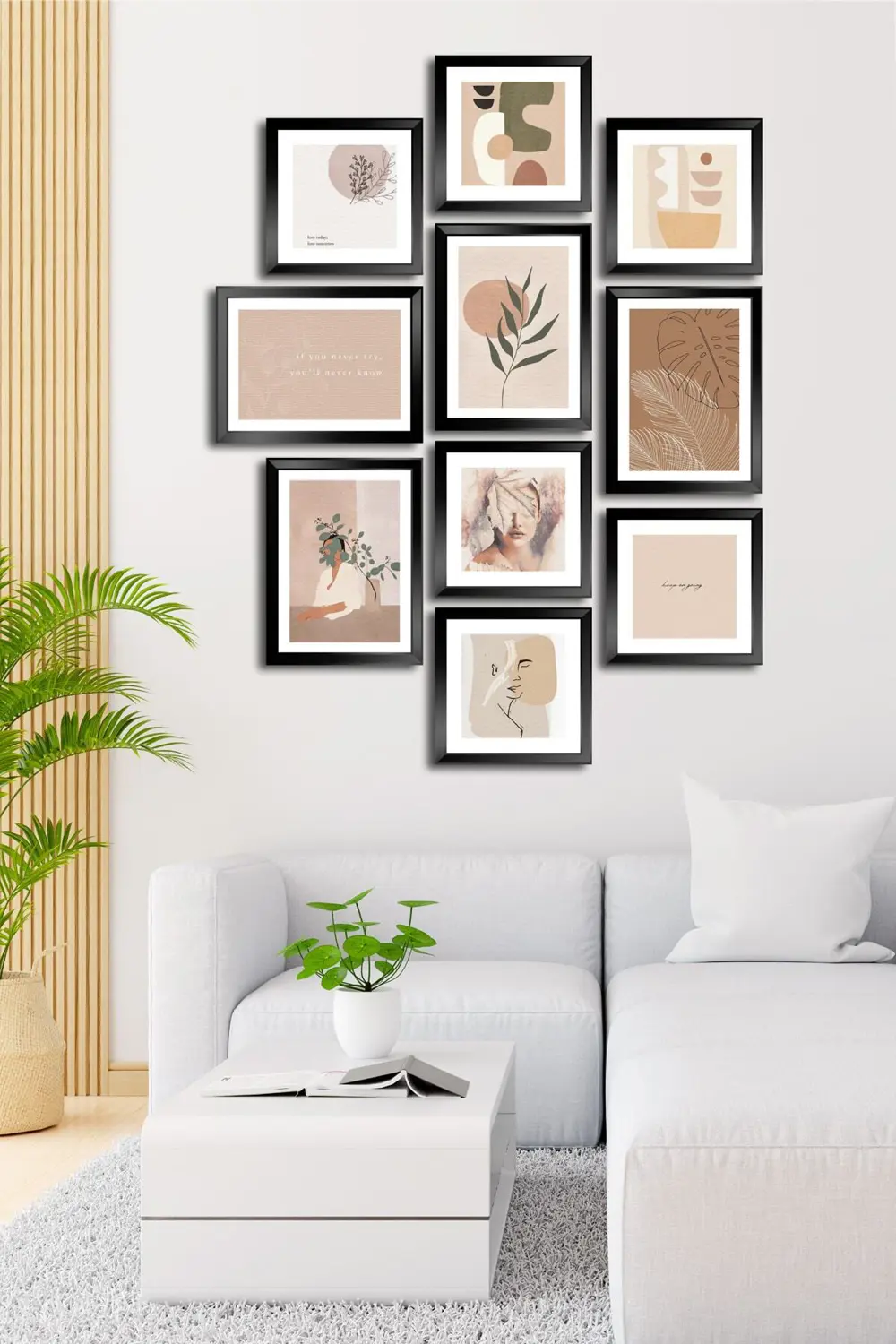 10 Parçalı Çerçeve Görünümlü Mdf Tablo Seti Flm084