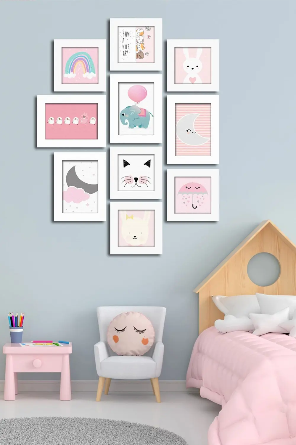 10 Parçalı Çerçeve Görünümlü Mdf Tablo Seti Flm087