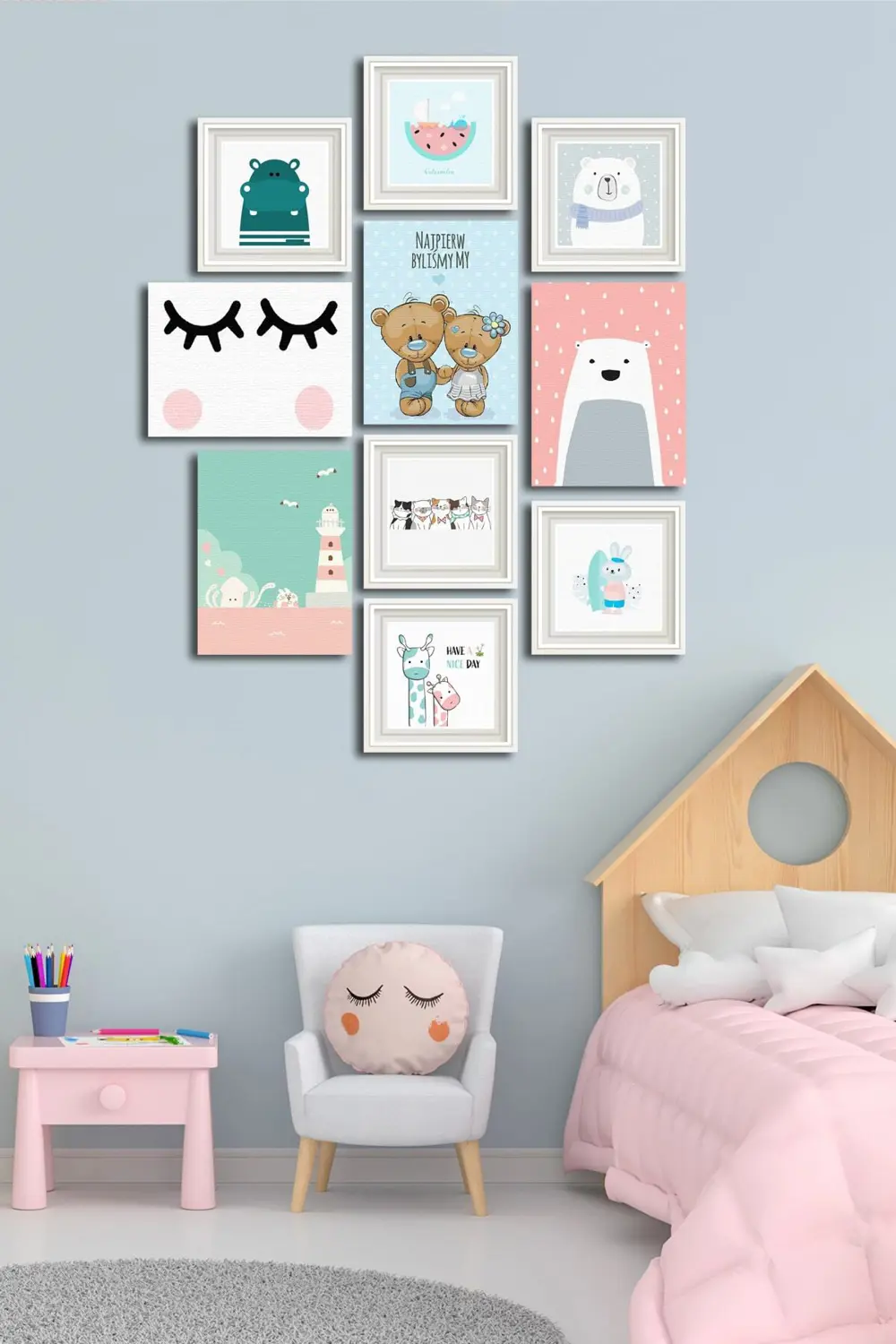 10 Parçalı Çerçeve Görünümlü Mdf Tablo Seti Flm093