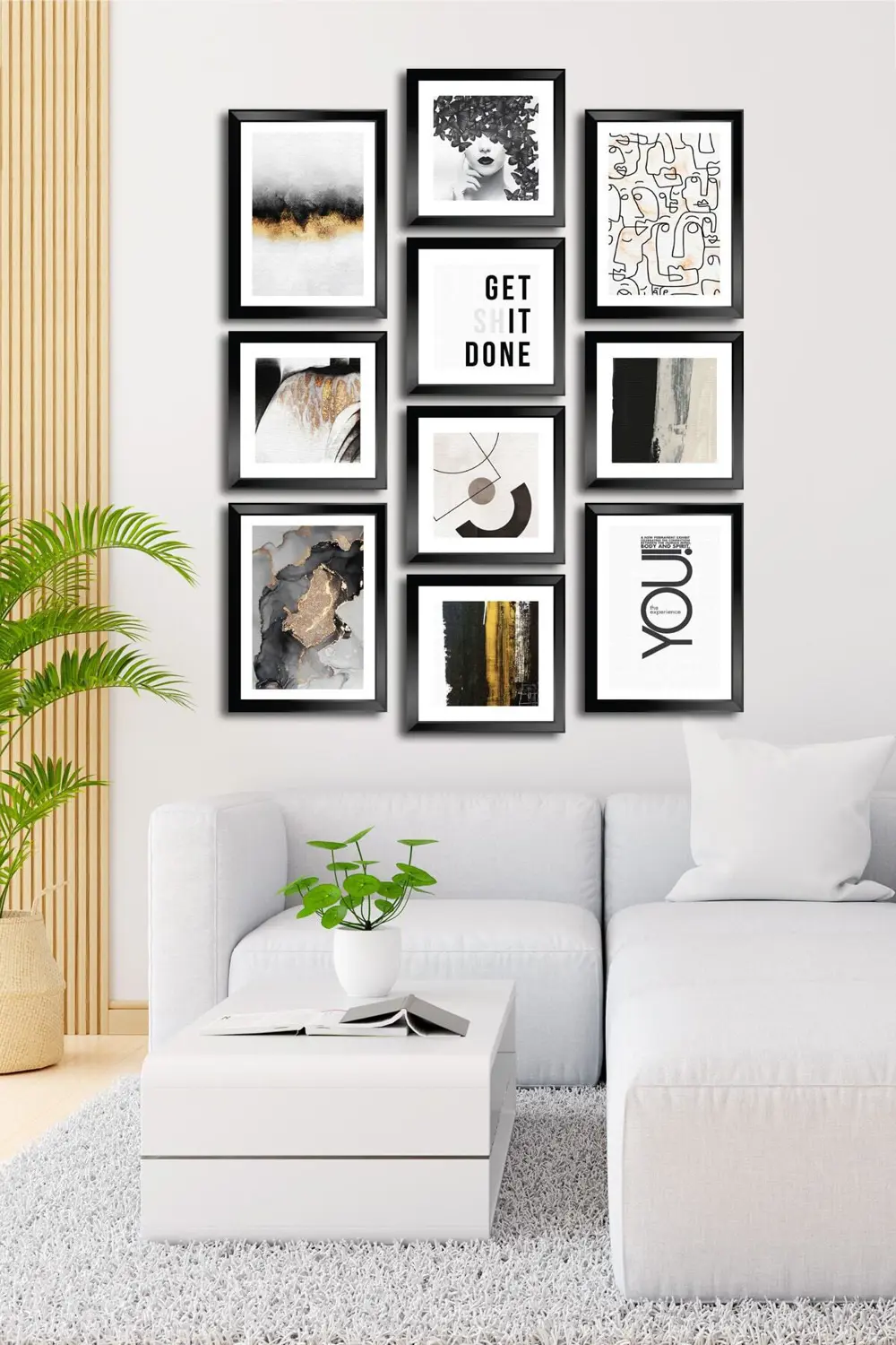 10 Parçalı Çerçeve Görünümlü Mdf Tablo Seti Flm163